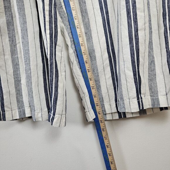 ANA Womens 2X White Blue Striped Linen Blend Wide Leg Crop Pants Belt Pull On - Picture 6 of 13